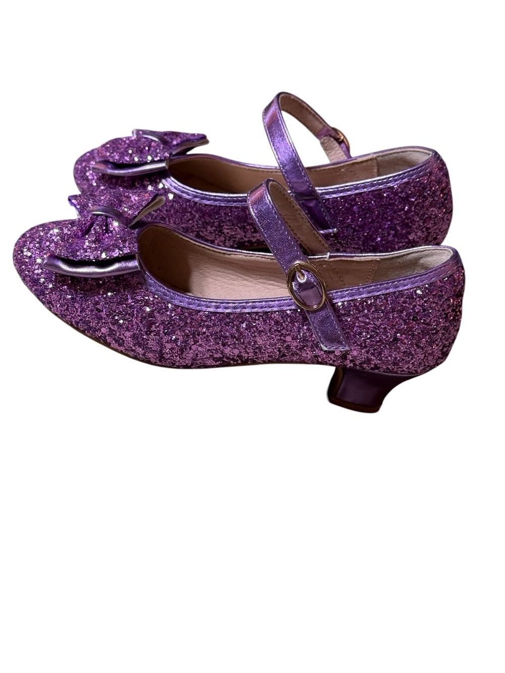 PANDANINJIA Girls Little Kid Jada Mary Jane Princess Purple Sequin Shoes Size 2